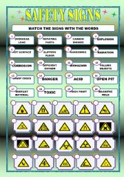 English Worksheet: SAFETY SIGNS/MATCHING