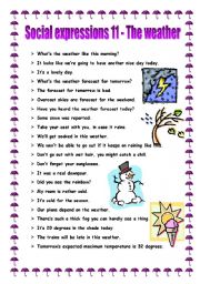 English Worksheet: Social expressions 11 - the weather