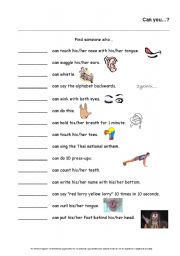 English worksheet: FSW - Can for ability