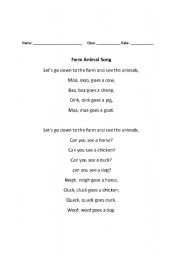 English Worksheet: farms animal worksheet