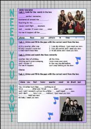 English Worksheet: Lady Antebellum Need You now