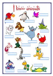 English Worksheet: Portfolio 6 (I know animals) 2 pages