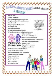 English Worksheet: FAMILY & FRIENDS - useful phrases