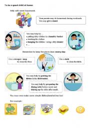 English Worksheet: To be a good child at home