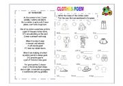 English Worksheet: Clothes poem