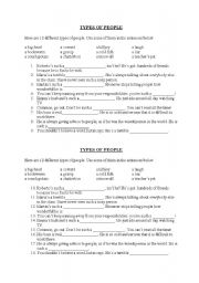 English worksheet: Types of people