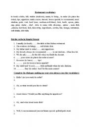 English Worksheet: Restaurant vocabulary+exercises