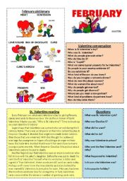 English Worksheet: February set 2/12 (talk, read, discuss)