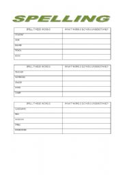 English worksheet: First Class - Spelling practice