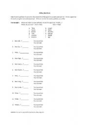 English worksheet: Asking Questions