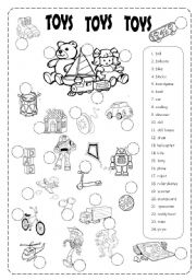 English Worksheet: TOYS - B&W