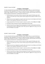 English worksheet: Create a Gameplan