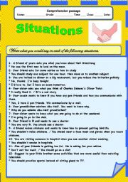 English Worksheet: Situations