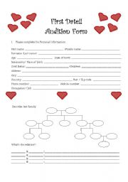 English worksheet: First Date Auditions