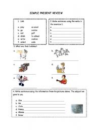 English worksheet: Simple present review