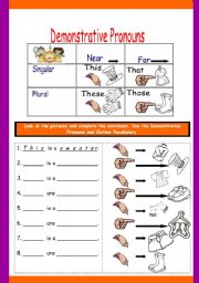 English Worksheet: DEMONSTRATIVE PRONOUNS WITH CLOTHES