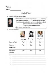 English worksheet: present perfect test