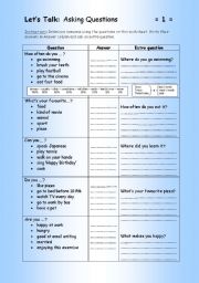 English Worksheet: Lets Talk: Asking Questions