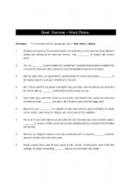 English Worksheet: Word Choice - Their, there and theyre