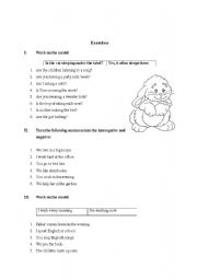 English Worksheet: Practising Present simple, continuous and past simple