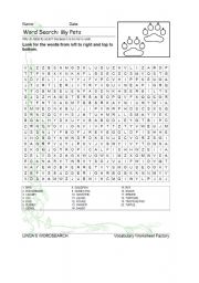 WORDSEARCH: MY PETS