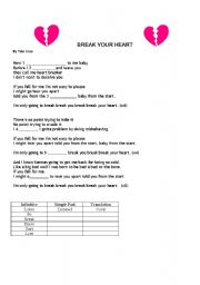 English worksheet: BREAK YOUR HEART - TAIO CRUZ