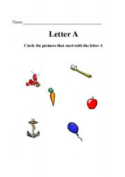 English worksheet: The Letter A