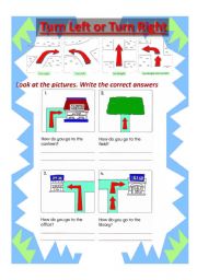 English Worksheet: Giving Directions:Turn Left or Turn Right