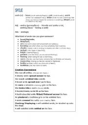 English worksheet: Creative expressions on smile