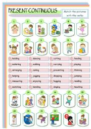 English Worksheet:  PRESENT CONTINUOUS/ verbs