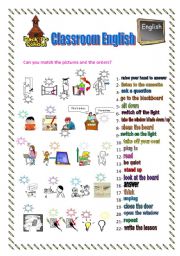 English Worksheet: classroom English