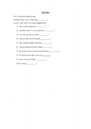 English Worksheet: Question Tags