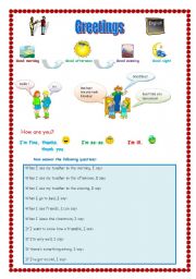 English Worksheet: greetings