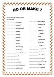 English Worksheet: do or make?