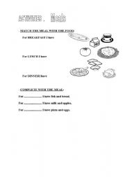 English worksheet: Three Meals