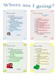 English Worksheet: Where am I going? Speaking cards. Role play.  (MODALS FOR PRESENT DEDUCTION - It must be/ It cant be/ It could be/ It might be)