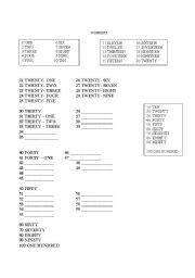 English Worksheet: Numbers 1 to 100