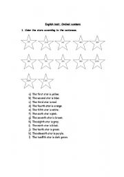 English worksheet: Ordinal numbers