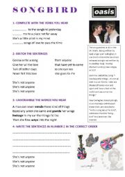 English Worksheet: OASIS SONGBIRD SONG