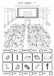 English Worksheet: SCHOOL OBJECTS