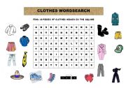 English Worksheet: CLOTHES WORDSEARCH