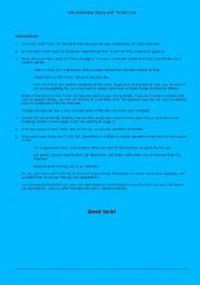 English Worksheet: Job Interview - 9 page to do / diary list