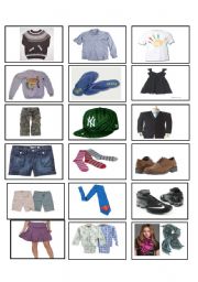 English Worksheet: Memory Game Clothes