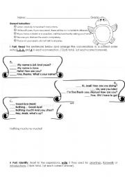 Test on Greeting, Farewells and Introductions