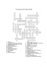 English Worksheet: Vocabulary Crossword