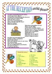 English Worksheet: AT THE RECEPTION - useful phrases