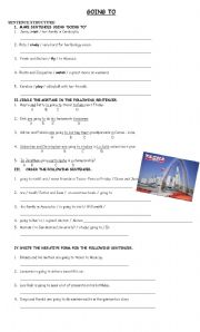 English Worksheet: GOING TO - SENTENCE STRUCTURE