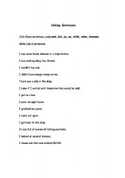 English worksheet: Linking Sentences