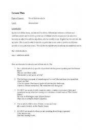 English Worksheet: Definite article lesson plan and exercises