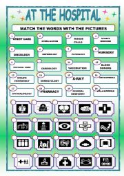 English Worksheet: AT THE HOSPITAL/MATCHING